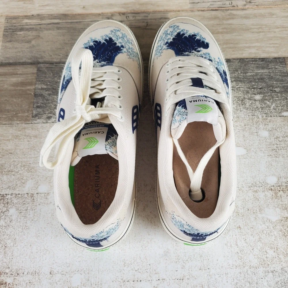 Cariuma NAIOCA X Hokusai Shoes Sz Mens 8 / Womens 9.5 White Wave Off Kanagawa